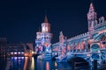 the OberbaumbrÃÂ¼cke in Berlin 2021 to the festival of lights. The bridge shines in full color splendor. an event of the extra