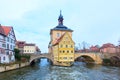 Obere bridge and Altes Rathaus in Bamberg, Germany