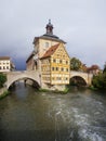 Obere bridge (brÃÂ¼cke) and Altes Rathaus and cloudy sky