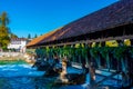 Obere Schleuse covered bridge in Swiss town Thun