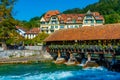 Obere Schleuse covered bridge in Swiss town Thun