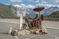 Metal sculpture of a pair of bikers the top of the Grimsel Pass, Canton of Valais, Switzerland Royalty Free Stock Photo