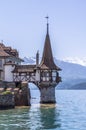 Oberhofen castle on the lake Thun in Switzerland Royalty Free Stock Photo