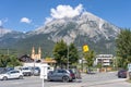 Obermieming, Austria - Aug 6, 2020: Town view of Mieming mountain range in summer Royalty Free Stock Photo