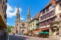 Obernai, France - July 17, 2017: Traditional colorful houses in Obernai city - Alsace France Royalty Free Stock Photo