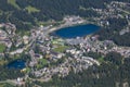 Obersee Untersee lakes and village of Arosa from above