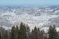 OBERSTAUFEN, GERMANY - 29 DEC, 2017: Wonderful view of the snow-covered winter sports resort of Oberstaufen in the