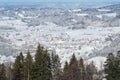 OBERSTAUFEN, GERMANY - 29 DEC, 2017: Wonderful view of the snow-covered winter sports resort of Oberstaufen in the