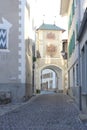 Obertor or Porta Sura in  Ilanz Glion, Switzerland. Royalty Free Stock Photo