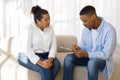 Obese young woman have therapy session with psychologist black man Royalty Free Stock Photo