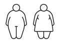 Obese body of man and woman obese fat line icon. Fat figure and big size. Risk diabetes people. Vector illustration Royalty Free Stock Photo