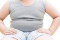 Obese fat boy overweight. Tight shirt of vest isolated Royalty Free Stock Photo