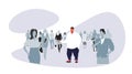 Obese fat man standing out from crowd people silhouettes over size guy different individuality concept male cartoon