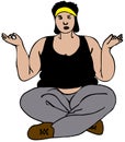 Obese Lady Doing Yoga
