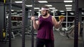 Obese male choosing between sport and fast food, burger addiction and motivation