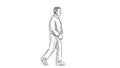 Obese man morphing into fit man walking 2D Animation