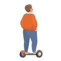 Obese man riding self balancing scooter