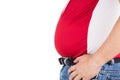 Obese man with unhealthy big protruding belly Royalty Free Stock Photo