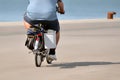 Obese person cycling