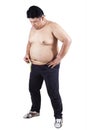 Obese person measuring his belly 3