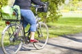 Obese woman riding a bike Royalty Free Stock Photo