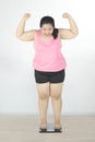 Obese woman success to lose weight Royalty Free Stock Photo