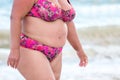 Obese woman in a swimsuit. Royalty Free Stock Photo