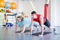 Obese Woman Working Out in Fitness Club Royalty Free Stock Photo