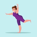 Obese young woman yoga Workout Funny cartoon illustration