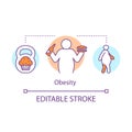 Obesity disease concept icon. Overweight problem idea thin line illustration. Unhealthy nutrition, junk food eating