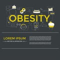 Obesity flat design with icons and lettering