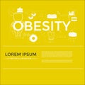 Obesity flat design with icons and lettering