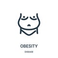 obesity icon vector from disease collection. Thin line obesity outline icon vector illustration. Linear symbol for use on web and