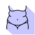 Obesity line icon, vector pictogram of woman with fat belly Royalty Free Stock Photo
