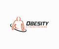 Obesity problem logo design. Overweight man and muscular man vector design