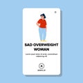 obesity sad overweight woman vector