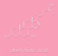 Obeticholic acid liver disease drug molecule. Agonist of farnesoid x receptor FXR. Skeletal formula.