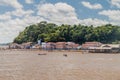 OBIDOS, BRAZIL - JUNE 28, 2015: View of Amazon riverside in a port in Obidos town, Braz
