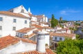 Obidos, Portugal : Cityscape of the town with medieval houses Royalty Free Stock Photo