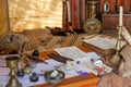 Obidos, Portugal. Medieval Moorish scribe tent reenactment in the very popular Medieval Market