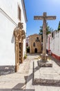 Obidos, Portugal. Misericordia Church with the Medieval Sephardic Synagogue in background