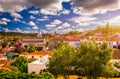 Obidos, Portugal stonewalled city with medieval fortress, historic walled town of Obidos, near Lisbon, Portugal. Beautiful view of Royalty Free Stock Photo