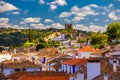 Obidos, Portugal stonewalled city with medieval fortress, historic walled town of Obidos, near Lisbon, Portugal. Beautiful view of Royalty Free Stock Photo