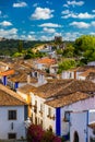 Obidos, Portugal stonewalled city with medieval fortress, historic walled town of Obidos, near Lisbon, Portugal. Beautiful view of Royalty Free Stock Photo