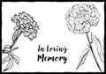 Obituary postcard with the text In Loving Memory. Royalty Free Stock Photo
