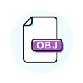 OBJ file format, extension color line icon