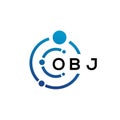 OBJ letter technology logo design on white background. OBJ creative initials letter IT logo concept. OBJ letter design Royalty Free Stock Photo