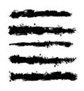 Set of long brush strokes. The object is a black long blob. Vector illustration Royalty Free Stock Photo