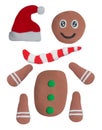 Object Christmas holiday ginger bread man made from plasticine for graphic designer use on white background