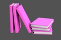 Simple very high resolution heap of purple books closed, school concept isolated on grey background - 3d illustration of object